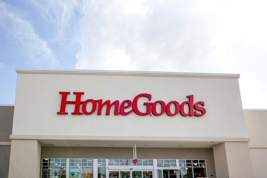 Orlando, Florida, USA- February 13, 2020: HomeGoods storefront in Orlando, Florida, USA. HomeGoods is an American chain of discount home furnishing stores. 