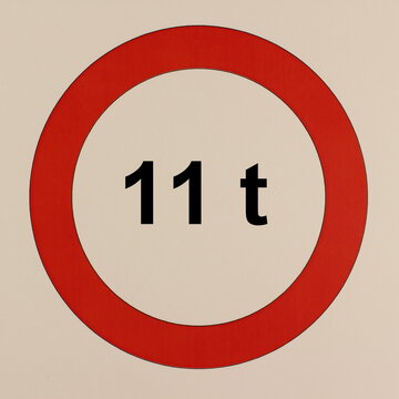 Illustration des Stra&szlig;enverkehrszeichens "Durchfahrt verboten f&uuml;r Fahrzeuge mit einem Gesamtgewicht von mehr als 11 Tonnen"
