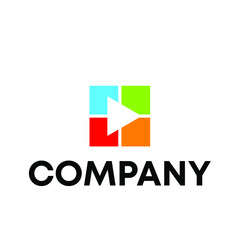 play button media logo design