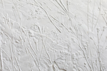 Botanical bas-relief made of wildflowers and gypsum - home interior decoration for wall and frame