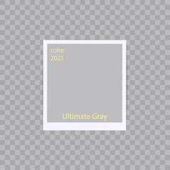 Photo grey frame isolated on transparent background. Vector illustration Ultimate Gray color 2021 year old fashion and vintage style.