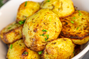 Delicious baked potato with green garlic