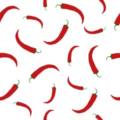 Seamless pattern of red chili pepper. Template design for restaurant, food, wrapping, farm market products. Can use for wallpapers, web page backgrounds, surface textures, textile fabric print.
