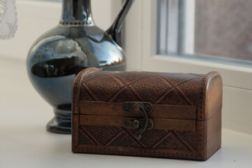 antique vase and small chest-box