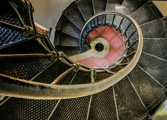 Metal spiral stair case in light house
