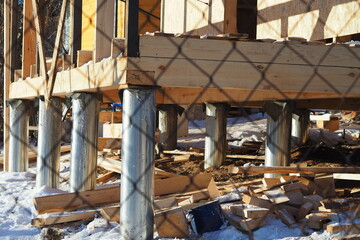 Building a house from a beam on stilts. High quality