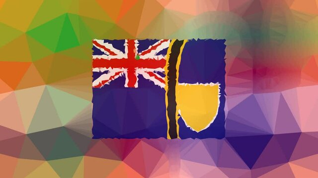 Turks and Caicos Islands Flag ISO:TC appearing techno tessellation looping pulsing triangles