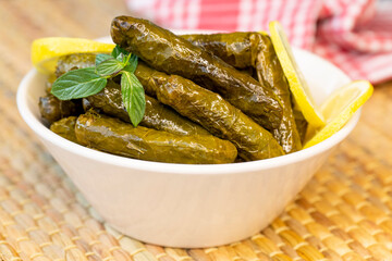 Turkish foods; stuffed leaves (yaprak sarma dolma)