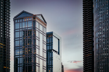 Chicago Downtown. Cityscape image of Chicago downtown during twilight blue hour.