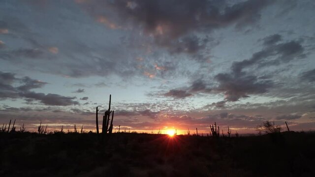 Sunset Desert Landscape Time Lapse In Arizona