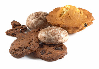 isolated image of cookie and chocolate close up