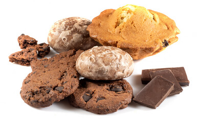 isolated image of cookie and chocolate close up