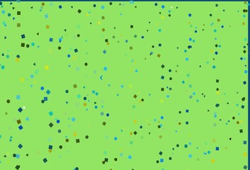 Light Blue, Yellow vector template with crystals, circles, squares.