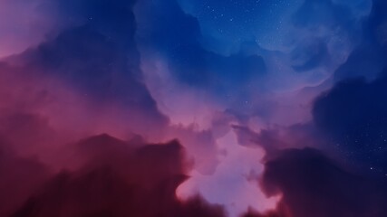 nebula gas cloud in deep outer space, Science fiction illustrarion, colorful space background with stars 3d render
