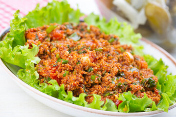 Traditional delicious Turkish foods: bulgur salad (kisir)