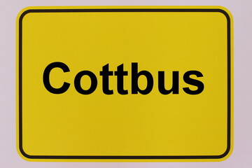 Illustration eines Stadteingangsschildes der Stadt Cottbus