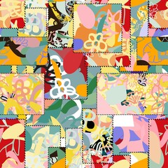 Chinese patchwork, vector oriental style seamless pattern