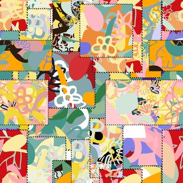 Chinese Patchwork, Vector Oriental Style Seamless Pattern