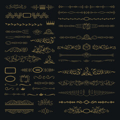 Collection of vintage elements for menu design. Vector retro illustration. Hand drawing in the style of engraving.