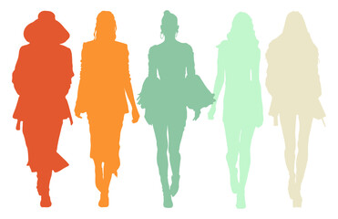 silhouettes of women, fashion template