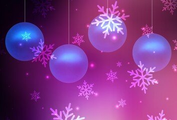 Dark Purple, Pink vector background in Xmas style.