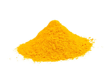 Turmeric powder isolated on white background.