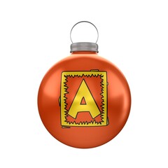 3d render Christmas decorative ball with the letter