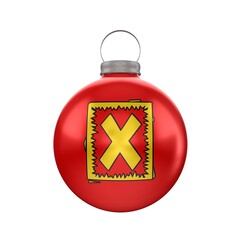 3d render Christmas decorative ball with the letter