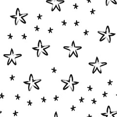 Hand drawn stars seamless texture pattern. Star doodles.