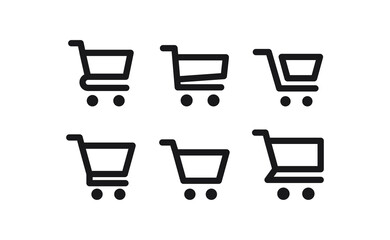 Shop cart icons collection. Supermarket trolley. E-commerce symbol. Online shopping.