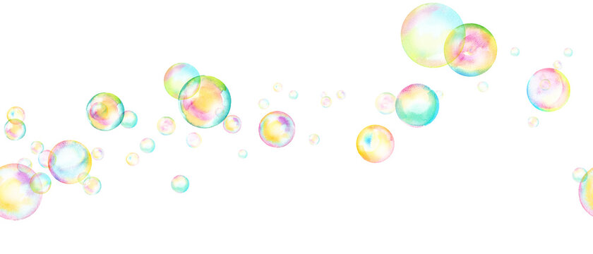 風に流れるシャボン玉の水彩イラスト トレースベクター Stock Vector Adobe Stock