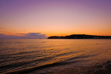 夕陽の逗子海岸