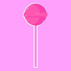 Vector illustration of a pink lollipop on a pink background.