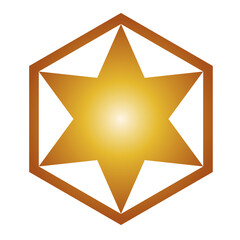 happy merry christmas golden star with six pointed in frame