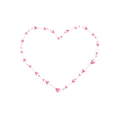 Cute heart of small pink arrows on white background isolated. Nice hand drawn watercolor element for wedding design. Happy Valentine`s day!