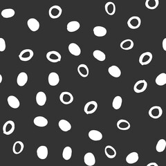 Doodle dots seamless pattern. Hand drawn circles background. Monochrome texture.