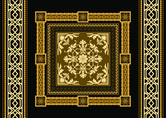 Seamless pattern decorated with precious stones, gold chains and pearls.	