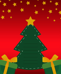 Fototapeta na wymiar happy merry christmas pine tree and green gifts presents
