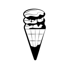Illustration of ice cream in the style of doodles. Vector.