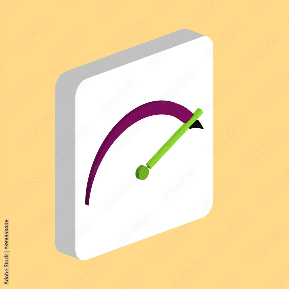 Poster tachometer Simple vector icon. Illustration symbol design template for web mobile UI element. Perfect color isometric pictogram on 3d white square. tachometer icons for business project.