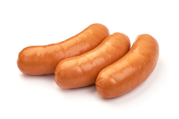 Boiled pork sausages, isolated on white background