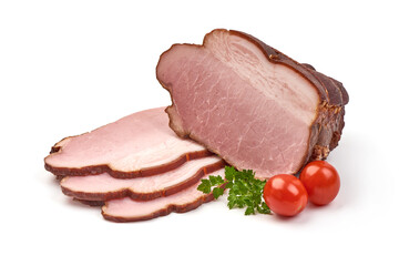 Smoked Pork meat, isolated on white background
