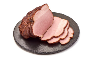 Smoked Pork meat, isolated on white background