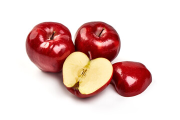 Red delicious apples, isolated on white background