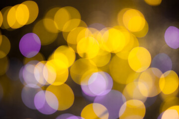 Golden bokeh, blurred background, christmas background.