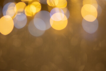 Golden bokeh, blurred background, christmas background.