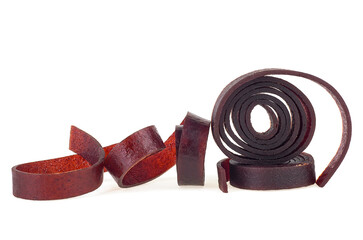 Fruit pastille isolated on a white background. Fruit roll-ups made from raspberry, apples and currant.
