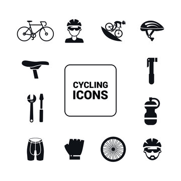 Vector image. Cycling icons. Solid icons.