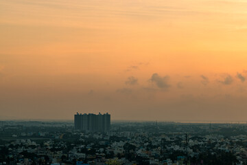 sunset over the city