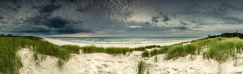 Fototapeta na wymiar Beautiful see landscape panorama, dune close to Baltic See, Slowinski National Park, Poland